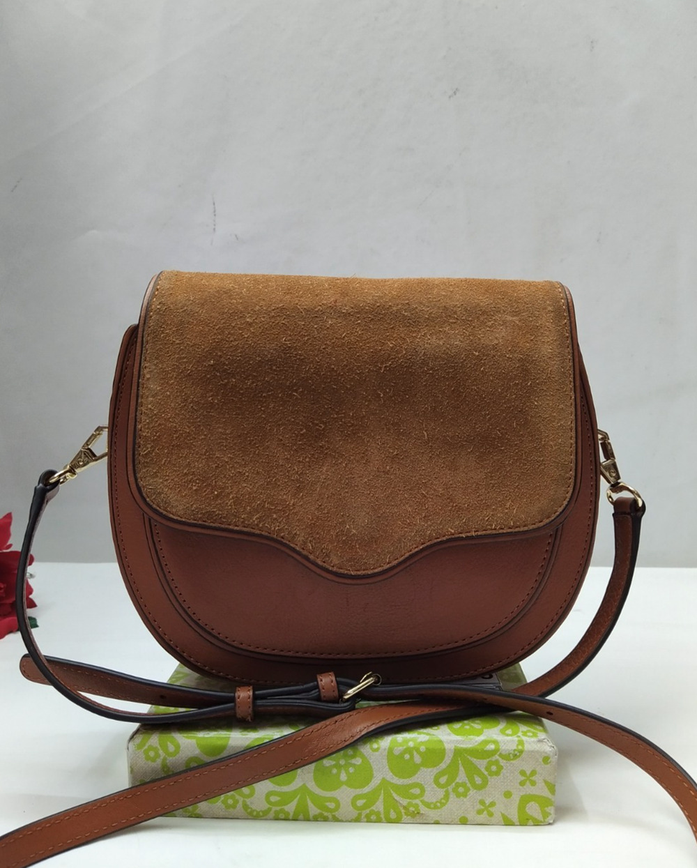 Rebecca Minkoff Brown Suede Leather Flap Closure Crossbody Bag
